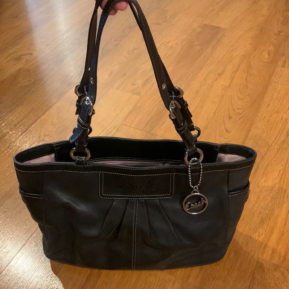Coach Black Leather Tote Bag